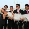 One bride, one groom and three best men...